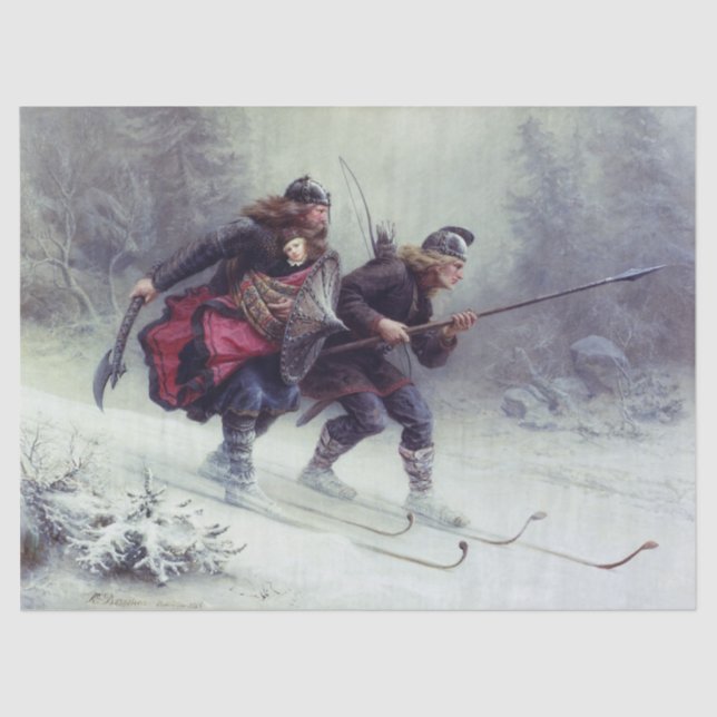 Skiing Birchlegs Crossing the Mountain Tissue Paper (Front)