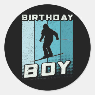 Skiing Birthday Boy Ski Birthday Boys Skiing Birth Classic Round Sticker
