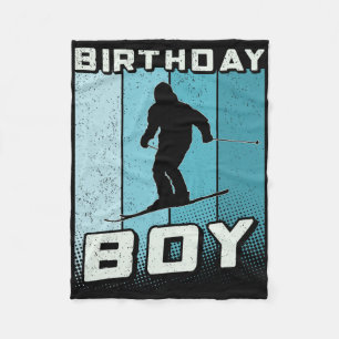 Skiing Birthday Boy Ski Birthday Boys Skiing Birth Fleece Blanket