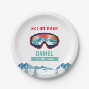 Skiing Birthday Party Slopes Ski Snowboard Paper Plate