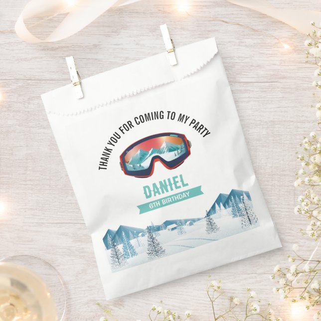 Skiing Birthday Party Snowboard  Favour Bags (Clipped)