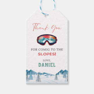 Skiing Birthday Party Snowboard Gift Tags