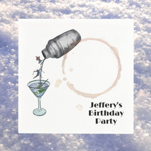Skiing birthday winter adult  birthday  napkin (Creator Uploaded)