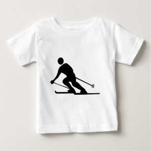 Skiing - Black Baby T-Shirt