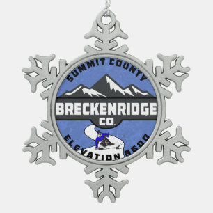 Skiing Breckenridge Colorado Ski Breck Snowflake Pewter Christmas Ornament