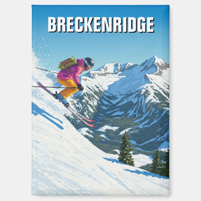 Skiing Breckenridge Colorado Skier Travel Magnet (Front)