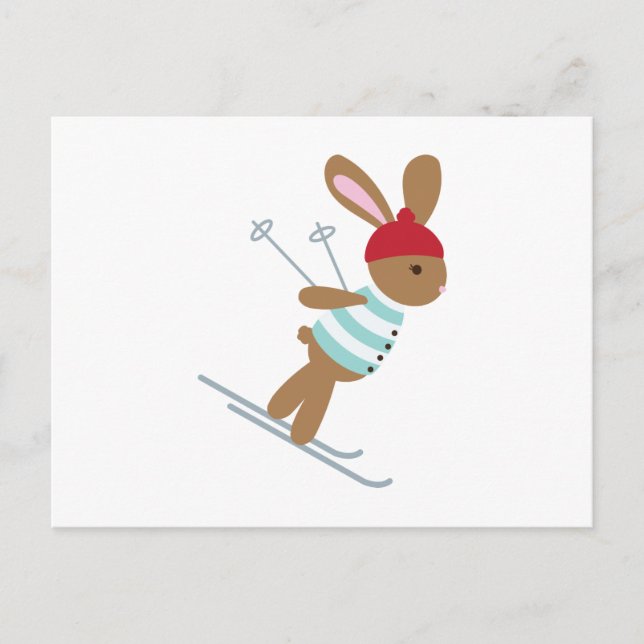 Skiing Bunny Postcard (Front)