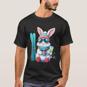 Skiing Bunny With Goggles, Scarf, Hat, And Sparkli T-Shirt