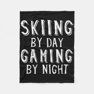 Skiing By Day Gaming By Night Skier Gift For Gamer Fleece Blanket
