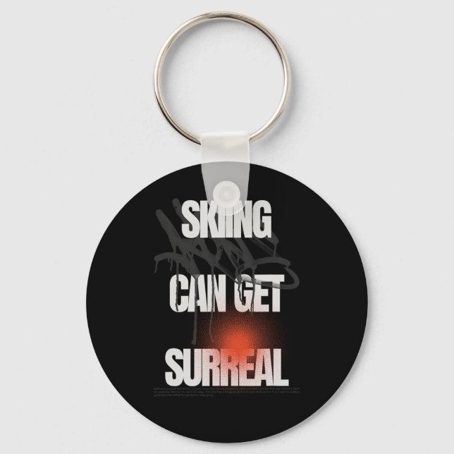 Skiing Can Get Surreal Alpine Mountain Snow Slope  Key Ring (Front)