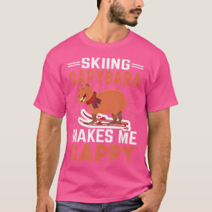 Skiing Capybara Makes Me Cappy Rodent Capybara Lov T-Shirt