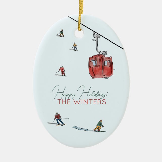 skiing ceramic tree decoration (Front)