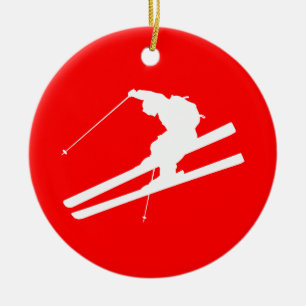 skiing ceramic tree decoration