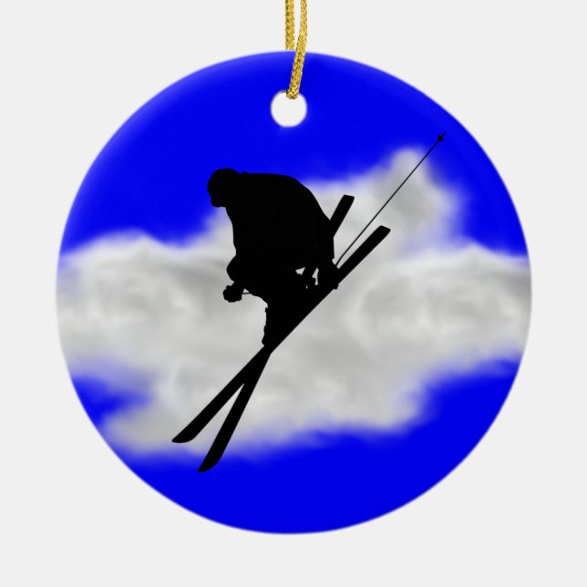 skiing ceramic tree decoration (Front)