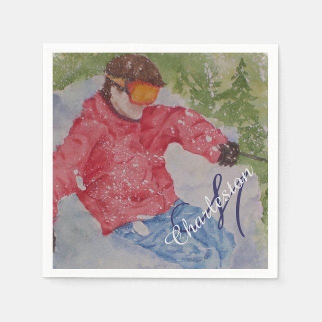 Skiing Chalet Party Napkin (Front)