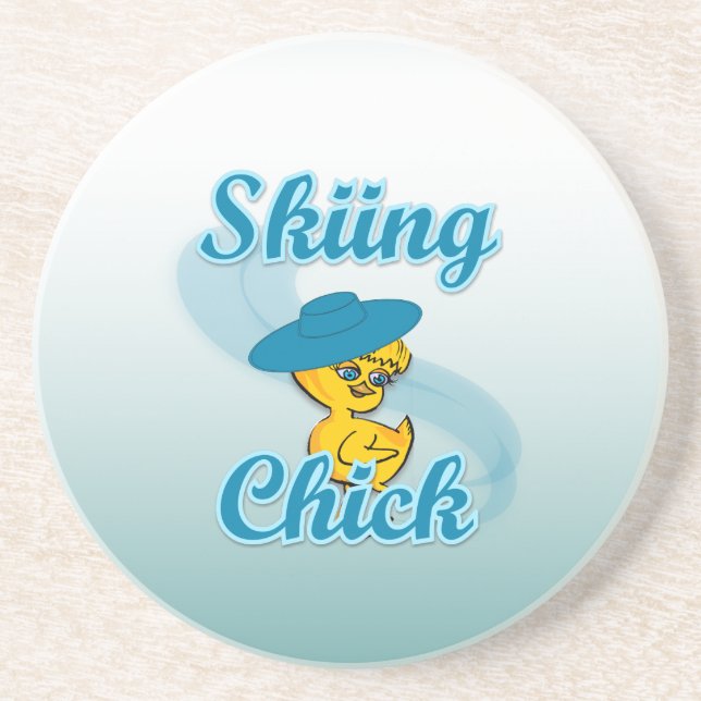 Skiing Chick #3 Coaster (Front)
