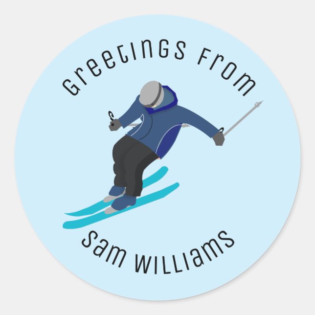 Skiing Classic Round Sticker (Front)