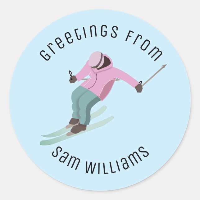 Skiing Classic Round Sticker (Front)