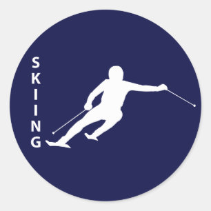 Skiing Classic Round Sticker