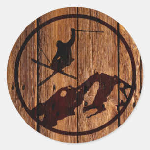 Skiing Classic Round Sticker