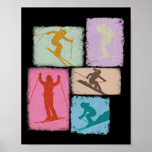 Skiing Collage Skier Women Kids Coach Youth Girl _ Poster