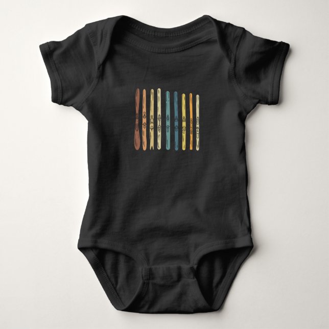 Skiing - Collection of ski boards Baby Bodysuit (Front)