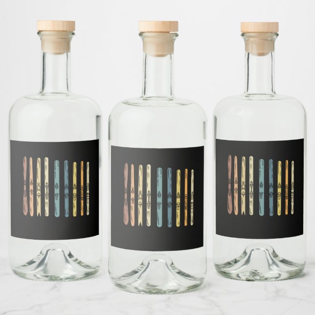 Skiing - Collection of ski boards Liquor Bottle Label (Bottles)
