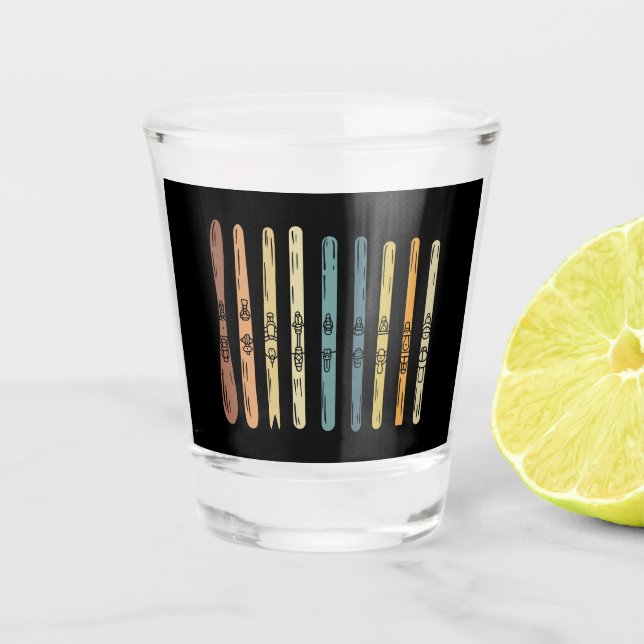 Skiing - Collection of ski boards  Shot Glass (Front)