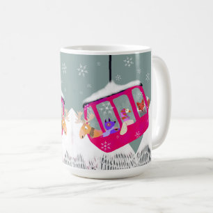 Skiing Cute Animal Friends  in Gondola Mug