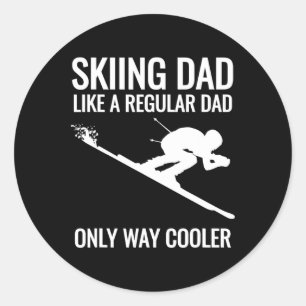 Skiing Dad - Like A Regular Dad But Way Cooler - S Classic Round Sticker