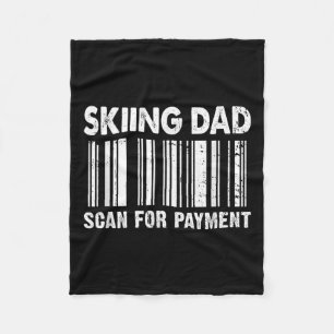 Skiing Dad Scan For Payment Barcode Fathers Day  Fleece Blanket