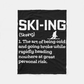 Skiing Definition Funny Humor Skier Extreme Winter Fleece Blanket