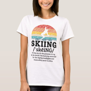 Skiing Definition Funny Retro Vintage Ski Skier Gr T-Shirt