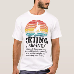 Skiing Definition Funny Retro Vintage Ski Skier Gr T-Shirt
