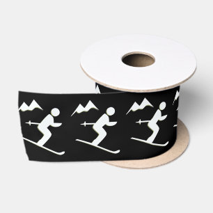 Skiing Design Ribbon Satin Ribbon
