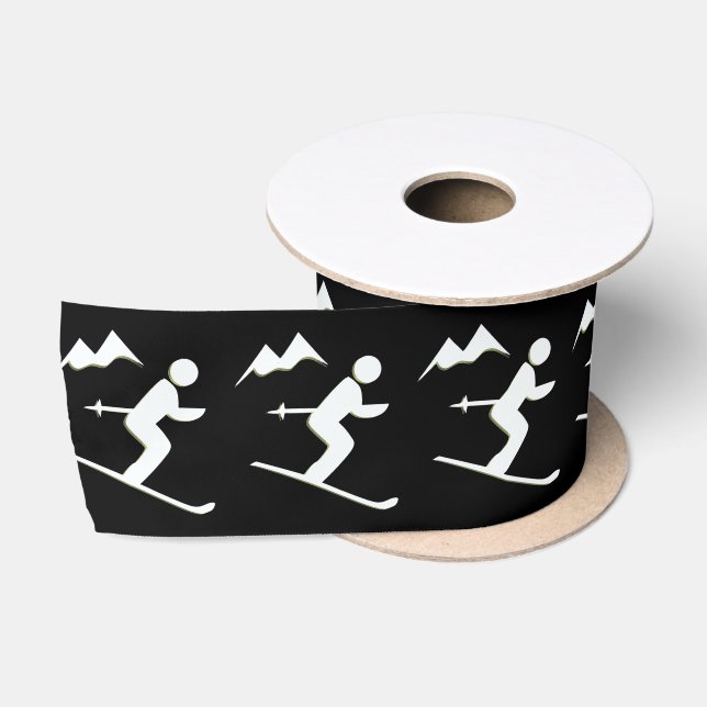 Skiing Design Ribbon Satin Ribbon (Spool)