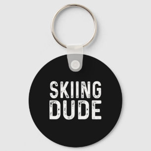 Skiing Dude Distressed Ski Skier Snow Mountain Alp Key Ring