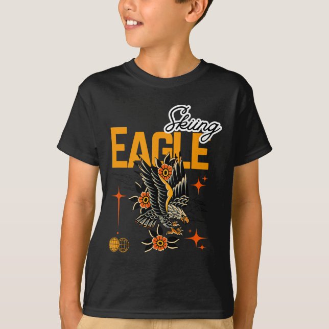 Skiing Eagle  T-Shirt (Front)