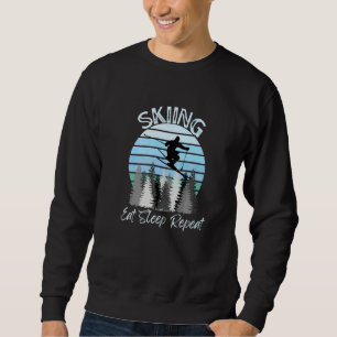 Skiing Eat Sleep Repeat Cool Vintage Blue Sunset S Sweatshirt