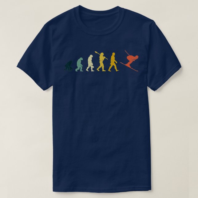 Skiing Evolution  for Skiiers and Ski Lover  T-Shirt (Design Front)