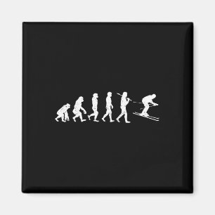 Skiing Evolution Winter Sport Downhill Ski Snowboa Magnet