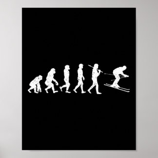 Skiing Evolution Winter Sport Downhill Ski Snowboa Poster