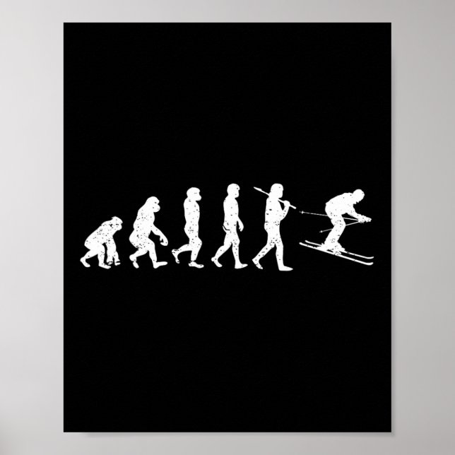 Skiing Evolution Winter Sport Downhill Ski Snowboa Poster (Front)