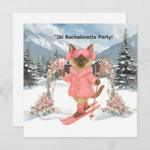Skiing for Bride on slope Bachelorette Party Invitation