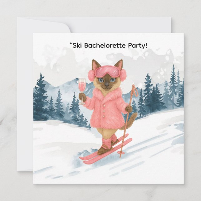 Skiing for Bride on slope Bachelorette Party  Invitation (Front)