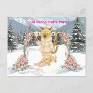 Skiing for Bride on slope Bachelorette Party  Invitation Postcard
