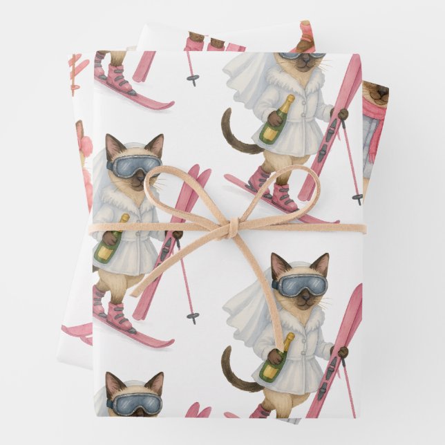 Skiing for Bride on slope  Wrapping Paper Sheet (In situ)