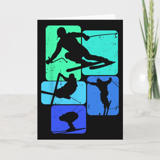 Skiing For Skiier Retro Mens Ski  Card (Front)
