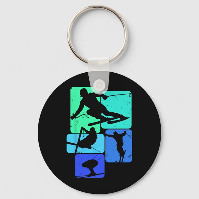 Skiing For Skiier Retro Mens Ski  Key Ring (Front)