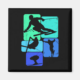 Skiing For Skiier Retro Mens Ski  Magnet